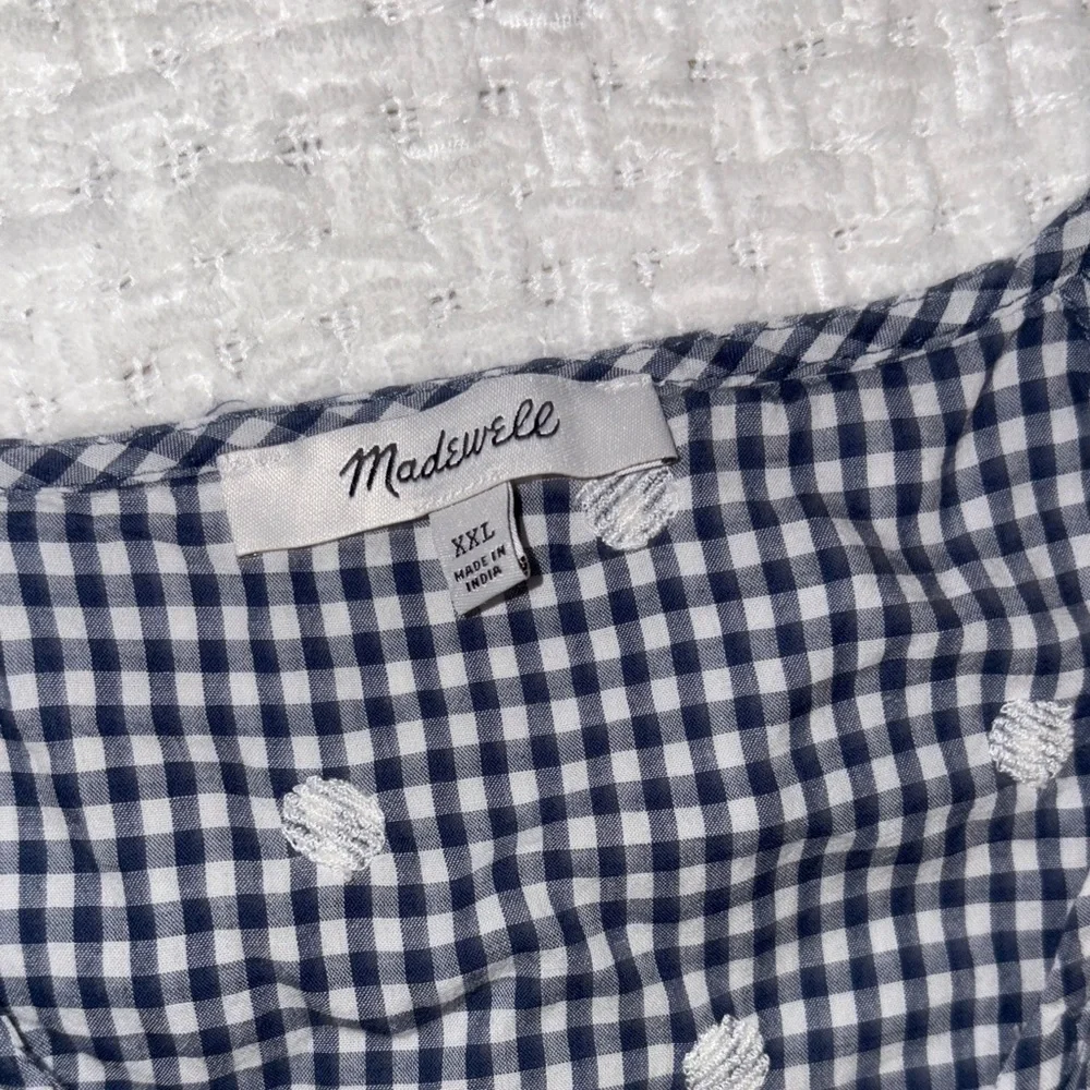 Gently Loved Embroidered Gingham Faux-Wrap Tie-Waist Midi Dress by Madewell - Picture 4 of 16